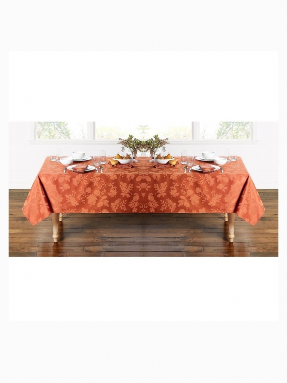 new in pkg SPICE-color Autumn Medley Damask 60x104 inch Tablecloth - Seats 6 o 8